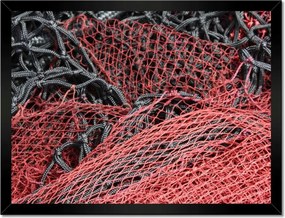 Poszterek keretben 40x30 Piros halászháló