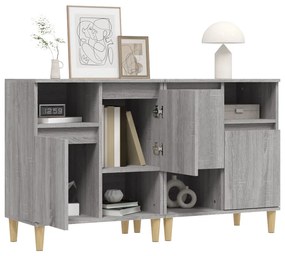 2 db szürke sonoma színű szerelt fa tálalószekrény 60x35x70 cm