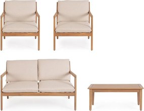 Natúr színű akácfa négyszemélyes kerti lounge szett Danubio – Bizzotto