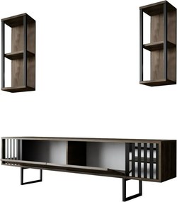 TV-állvány polcokkal Chrome Walnut and Black