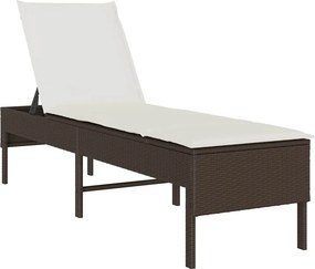 vidaXL barna polyrattan napozóágy párnával 55x200x44 cm