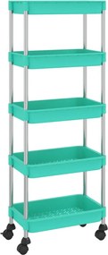 vidaXL 5 szintes türkizkék vas és ABS konyhai kocsi 42 x 29 x 128 cm