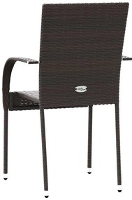 2 db barna polyrattan rakásolható kültéri szék