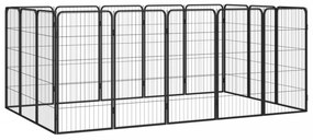 16-paneles fekete porszórt acél kutyakennel 50 x 100 cm