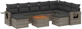 vidaXL 10 részes szürke polyrattan kerti ülőgarnitúra párnákkal