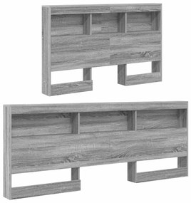 Tároló fejtámla polcokkal Szürke sonoma 120 cm Faanyag