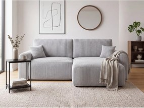 Kihúzható kétoldalas L-alakú ülőgarnitúra NORDEN TILIA 250x140 cm, világosszürke