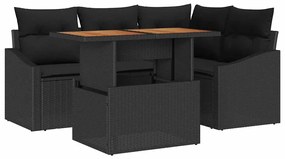 vidaXL Kert étkező szett párnával 5 pcs Fekete és Barna