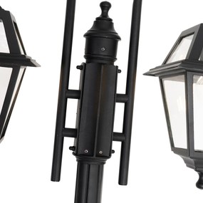 Klasszikus kültéri lámpa fekete 235 cm 2-lámpás IP44 - Berta