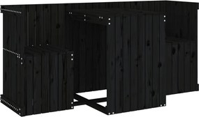 vidaXL fekete tömör fenyőfa kétszemélyes erkélygarnitúra