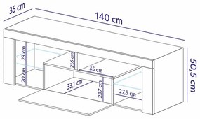 Tv szekrény/asztal Bionca  (fehér + szürke). 1098600