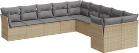 vidaXL 10 részes bézs polyrattan kerti ülőgarnitúra párnával