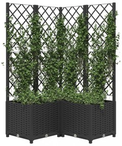 fekete polipropilén rácsos kerti ültetőláda 80 x 80 x 136 cm