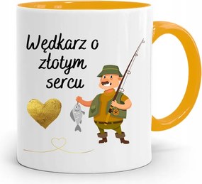 Sárga Horgász Bögre Arany Szívű Horgász fényképes nyomtatással