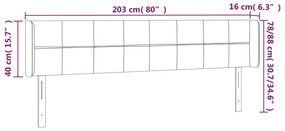 tópszínű szövet LED-es fejtámla 203 x 16 x 78/88 cm