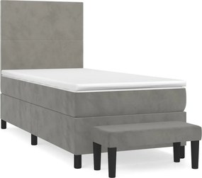 vidaXL világosszürke bársony rugós ágy matraccal 80 x 200 cm