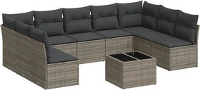 vidaXL 10 részes szürke polyrattan kerti ülőgarnitúra párnákkal