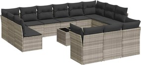 vidaXL 14 részes világosszürke polyrattan kerti ülőgarnitúra párnával
