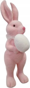 Húsvéti figura Dekoráció Álló Nyúl Flokkolt Tojás Púder Rózsa