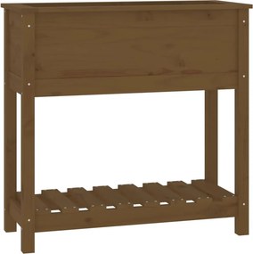 vidaXL mézbarna tömör fenyőfa növénytartó polccal 82,5 x 34,5 x 81 cm
