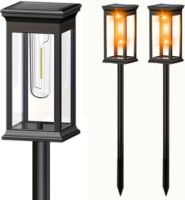 2db Napelemes lámpa Kerti Oszlop Beszúrható fekete IP65