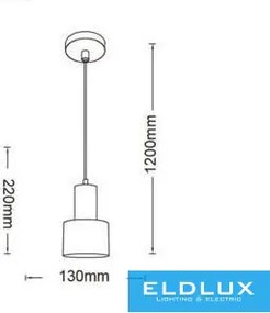 UNIVERSO Függeszték 1xE27 IP20 D130x220x1200mm 5év