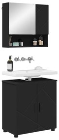 Fürdőszoba bútor szett 2 pcs Fekete 61 x 35 x 64 cm Faanyag
