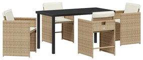 vidaXL Kert étkező szett 5 pcs Bézs polirattan