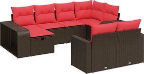 vidaXL 10 részes barna polyrattan kerti ülőgarnitúra párnákkal
