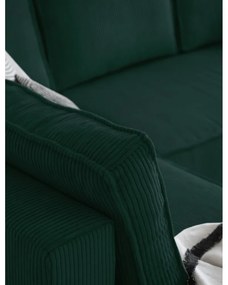 Sötétzöld kordbársony kinyitható sarokkanapé (bal oldali-U alakú) Brave Dave – Miuform