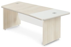 TopOffice Premium ergonomikus asztal 203,2 x 102,7 cm, jobb, világos akác / fehér