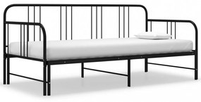 Fekete fém kihúzható kanapéágy-keret 90 x 200 cm