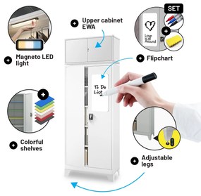 Fém iratszekrény JAN, 900 x 1850 x 400 mm, fehér
