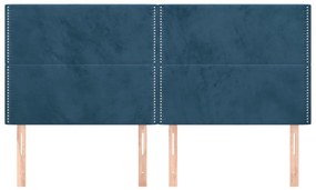 4 db sötétkék bársony fejtámla 90x5x78/88 cm