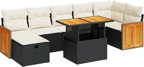 vidaXL 5 részes fekete polyrattan kerti kanapészett párnákkal