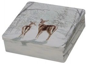 Karácsonyi fémdoboz - 183x183x55mm - Bambi
