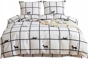 Kétszemélyes ágyneműhuzat garnitúra 140x200 2 párnahuzat 70x80 Ágyneműhuzat Kockás Macska