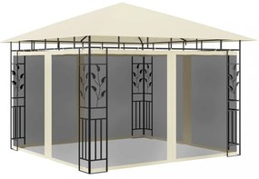 krémszínű pavilon szúnyoghálóval 3 x 3 x 2,73 m 180 g/m²