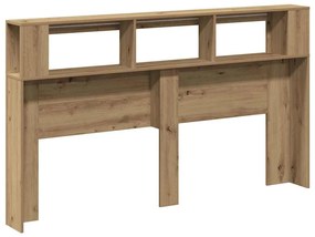 kézműves tölgyszínű szerelt fa LED-es fejtámla 180x18,5x103,5cm