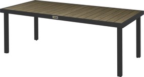 Outsunny Alumínium Kültéri Étkező Asztal 8 Személyre Kockás Felülettel - 190x90x74 cm Natúr és Fekete | Aosom