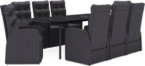 vidaXL 9 részes szürke kerti étkezőgarnitúra párnákkal