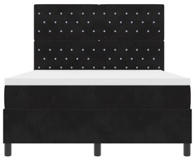 Boxspring Ágy Matraccal &amp; LED Fekete 140x200 cm Bársony
