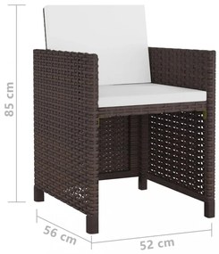 11-részes barna kültéri polyrattan étkezőszett párnákkal