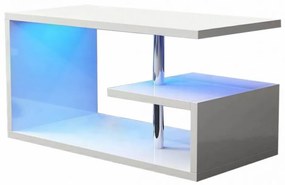 BigHome 100 cm-es dohányzóasztal, Beépített RGB LED Világítással - Fehér