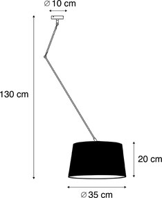 Acél függőlámpa taupe színű vászonbúrával 35 cm - Blitz