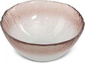 Tál 15x15x7 krémszínű barna művészi üveg