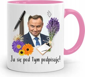 Andrzej Duda Pis Rózsaszín Elnöki Bögre fényképes nyomattal