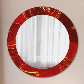 Kerek tükör fali dísz Vörös márvány fi 60 cm