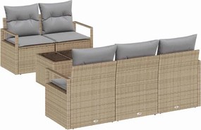 vidaXL Kanapé Szett 6 pcs Barna és szürke polirattan