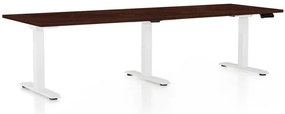 OfficeTech Long állítható magasságú asztal, 240 x 80 cm, fehér alap, wenge